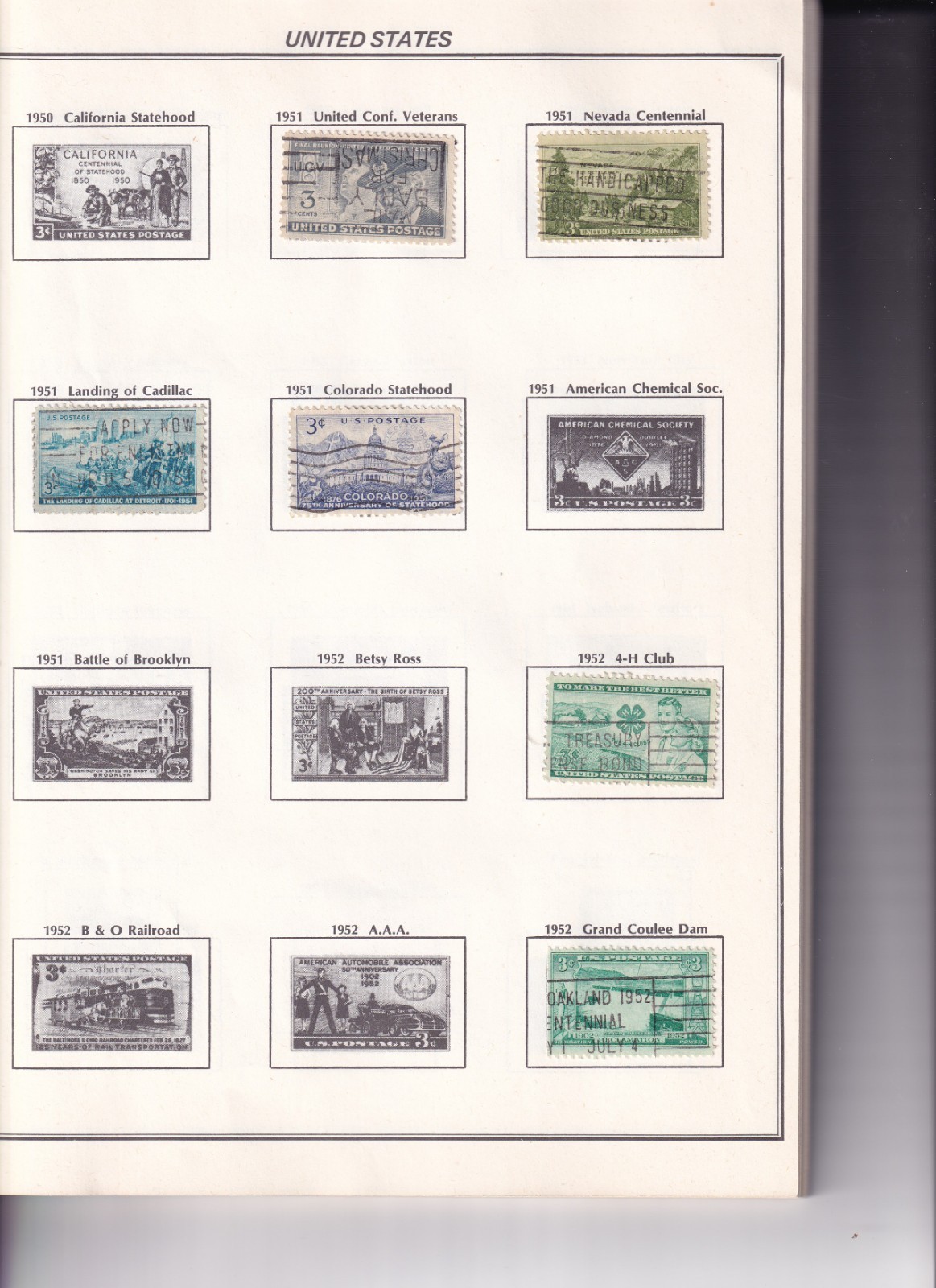 1974 UNITED STATES STAMP COLLECTING ALBUM w/ OVER 300 STAMPS!!! 1930-1974