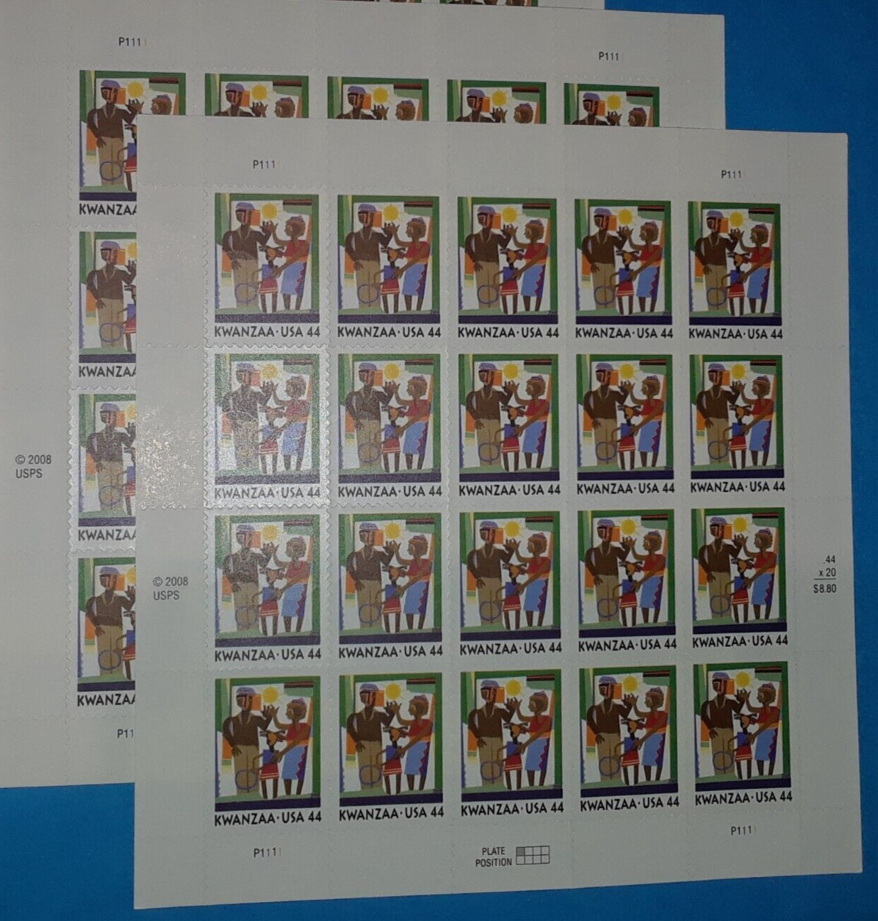 Three Panes x 20 = 60 of KWANZAA 44¢ African-American Holiday US Stamps USA 4434
