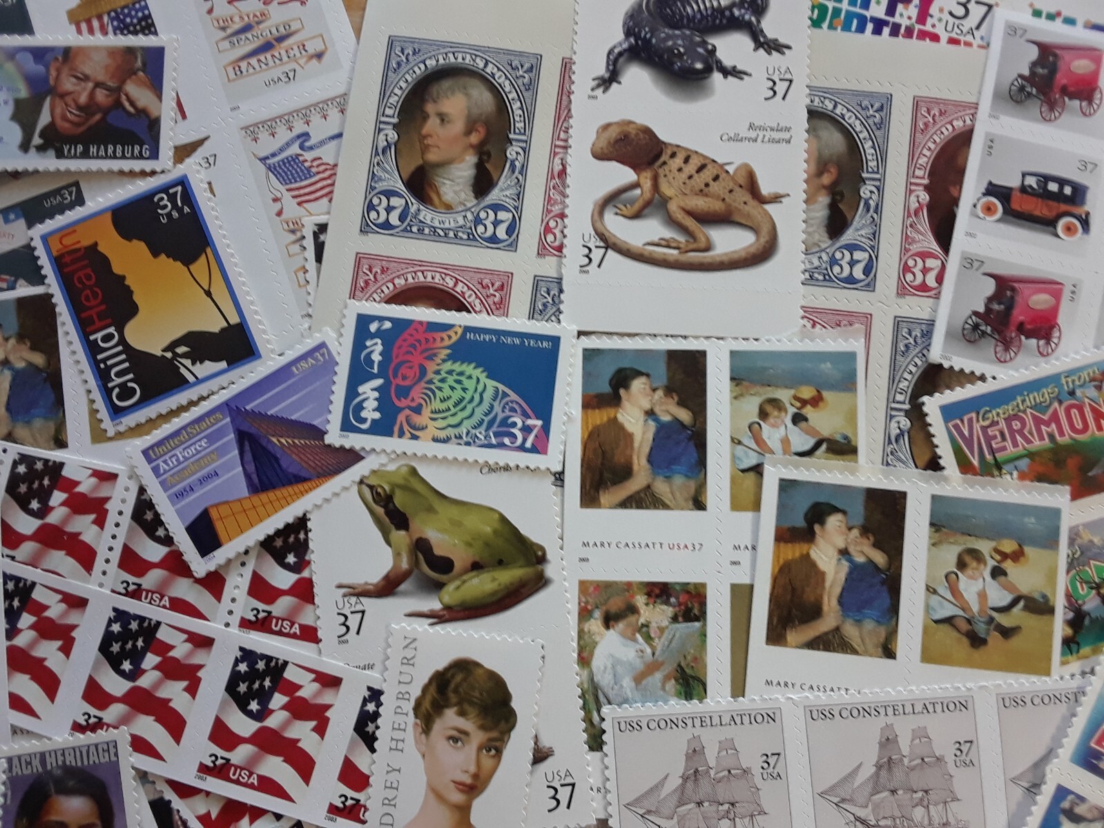 Usable 60 of Multiples & Strips & Singles of 37¢ US Postage Stamps USA FV $22.20