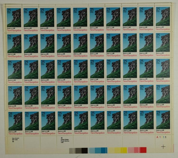 US SCOTT 2344 PANE OF 50 NEW HAMPSHIRE STAMPS 25 CENT FACE MNH