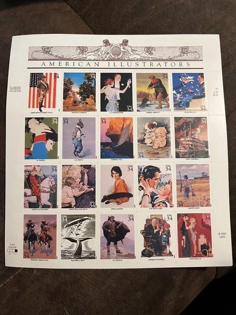 Scott #3502. 34c American Illustrators pane of 20. 2001. MNH. free shipping