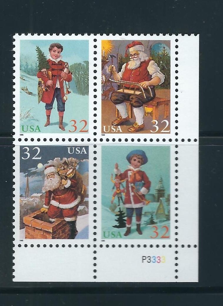 USA SC # 3007a Christmas 1994 . Block of four plate number . MNH.
