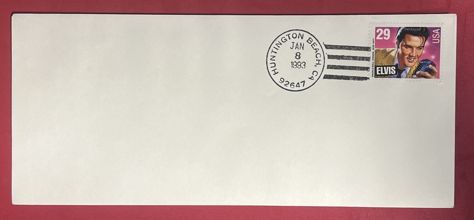 Vintage 1993 Elvis Presley Stamp on Unused Envelope From Huntington Beach, Ca