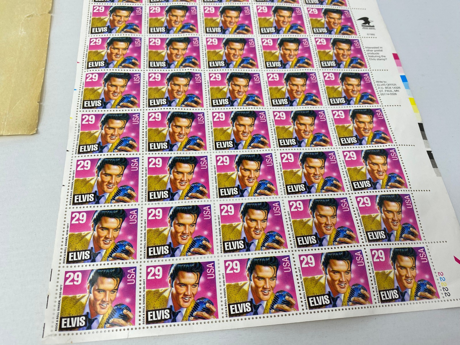 Sheet of Elvis Presely Stamps