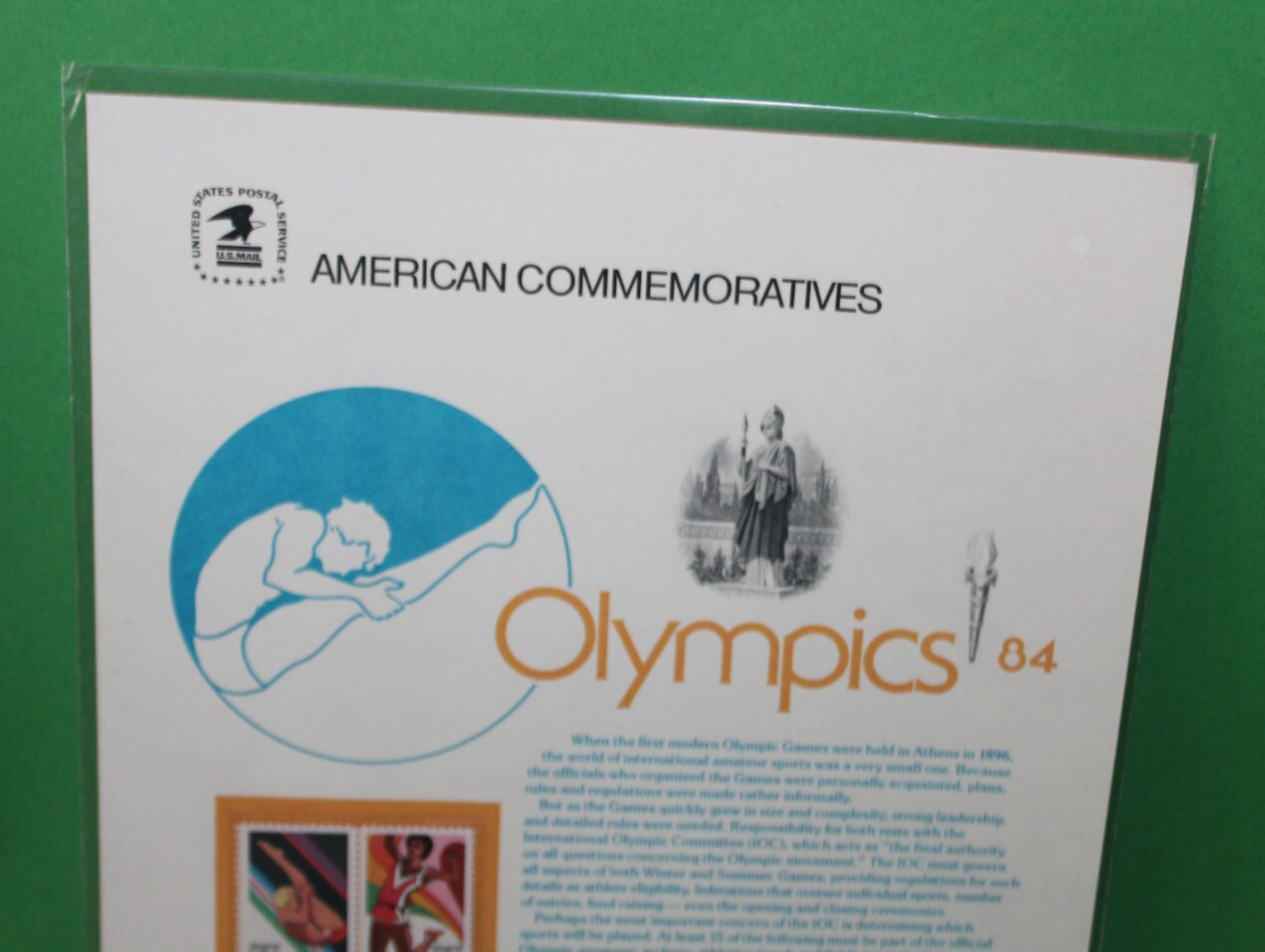 American Commemoratives Olympics 84 USPS Stamps Panel 215 May 4, 1984