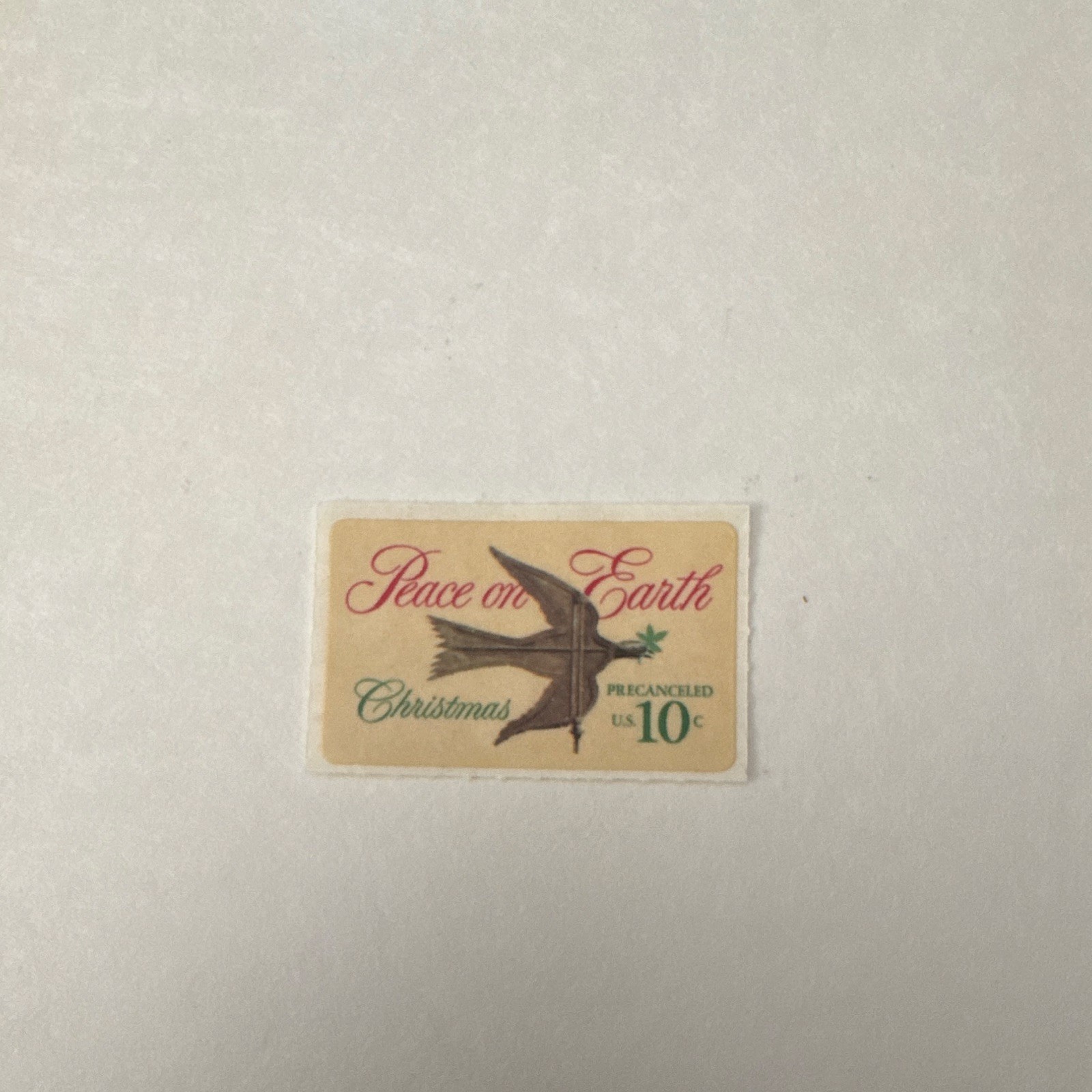 Peace on Earth Christmas 10c US Postage Stamp Brown Green Red Beige