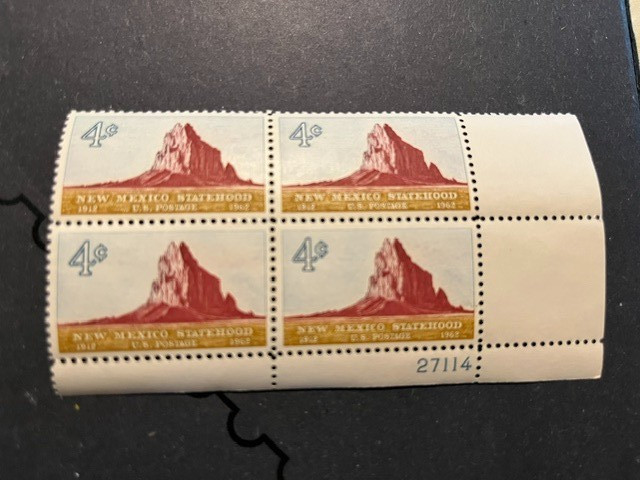 Scott #1191. 1962 Commemoratives – 4c New Mexico Statehood plate block of 4. MNH