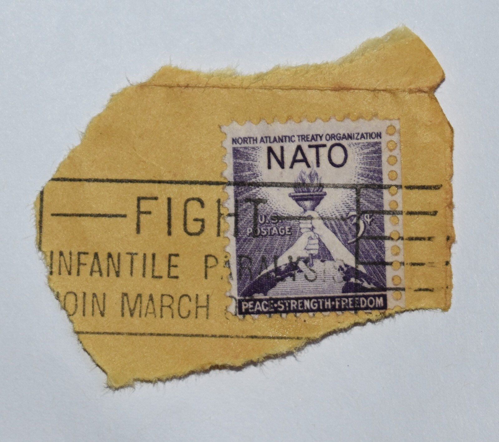3 Cent NATO Stamp WWII North Atlantic Treaty Error Fight Paralysis Canceled Rare