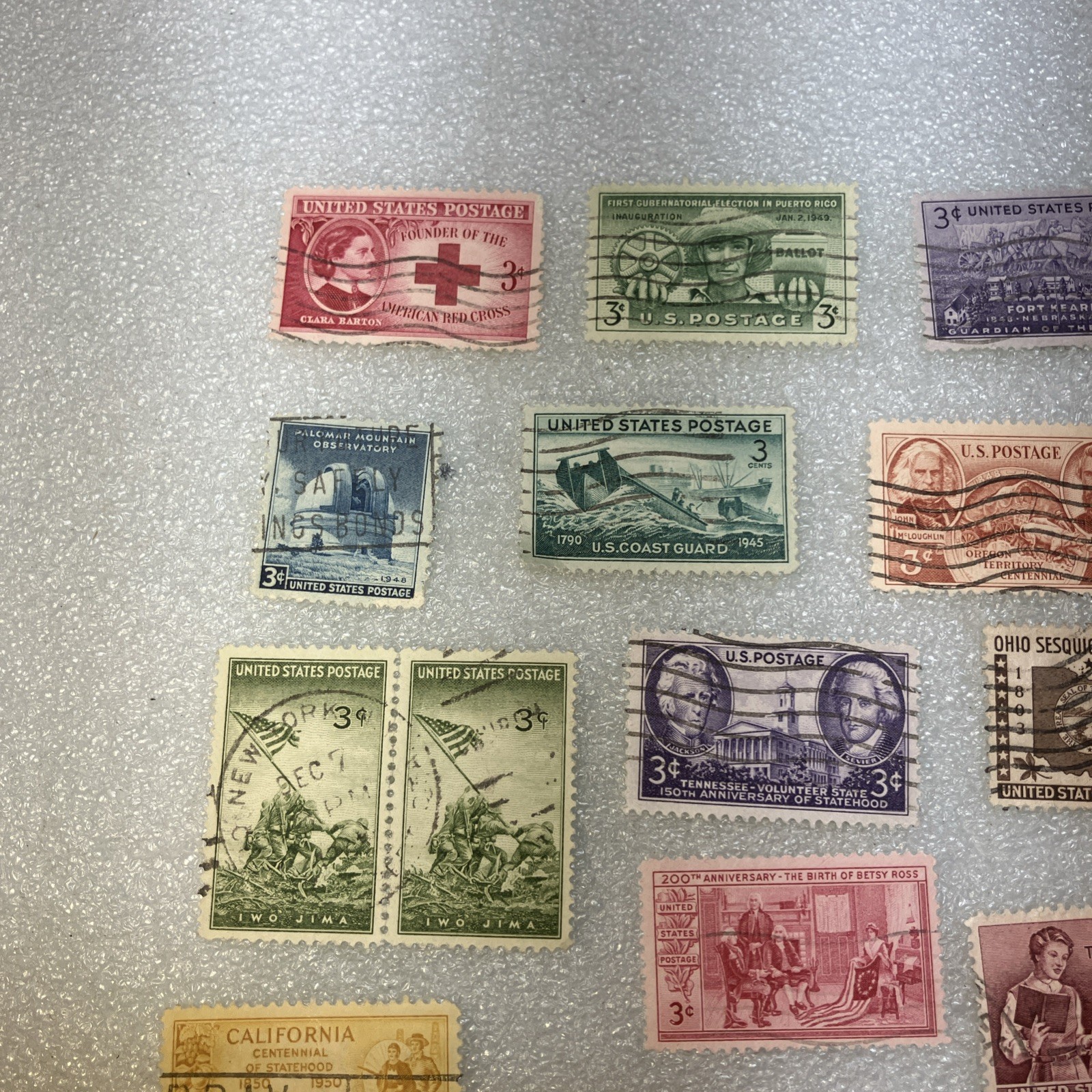 15 USED/Cancelled Commemorative 3c 1941-1955 US Stamps. Varied Lot. $1 Ships.