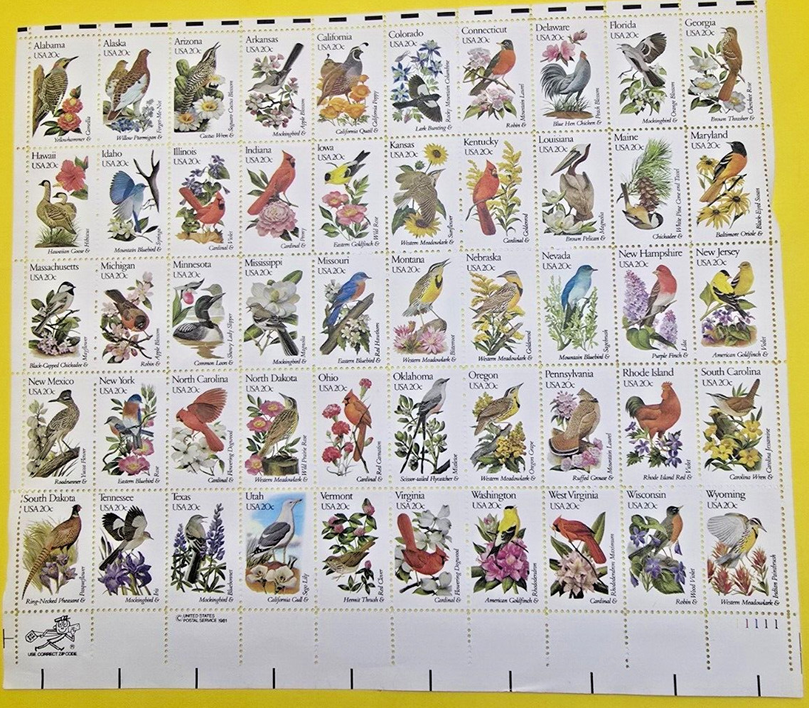 1981 50 State Birds and Flowers Stamps Mint Set