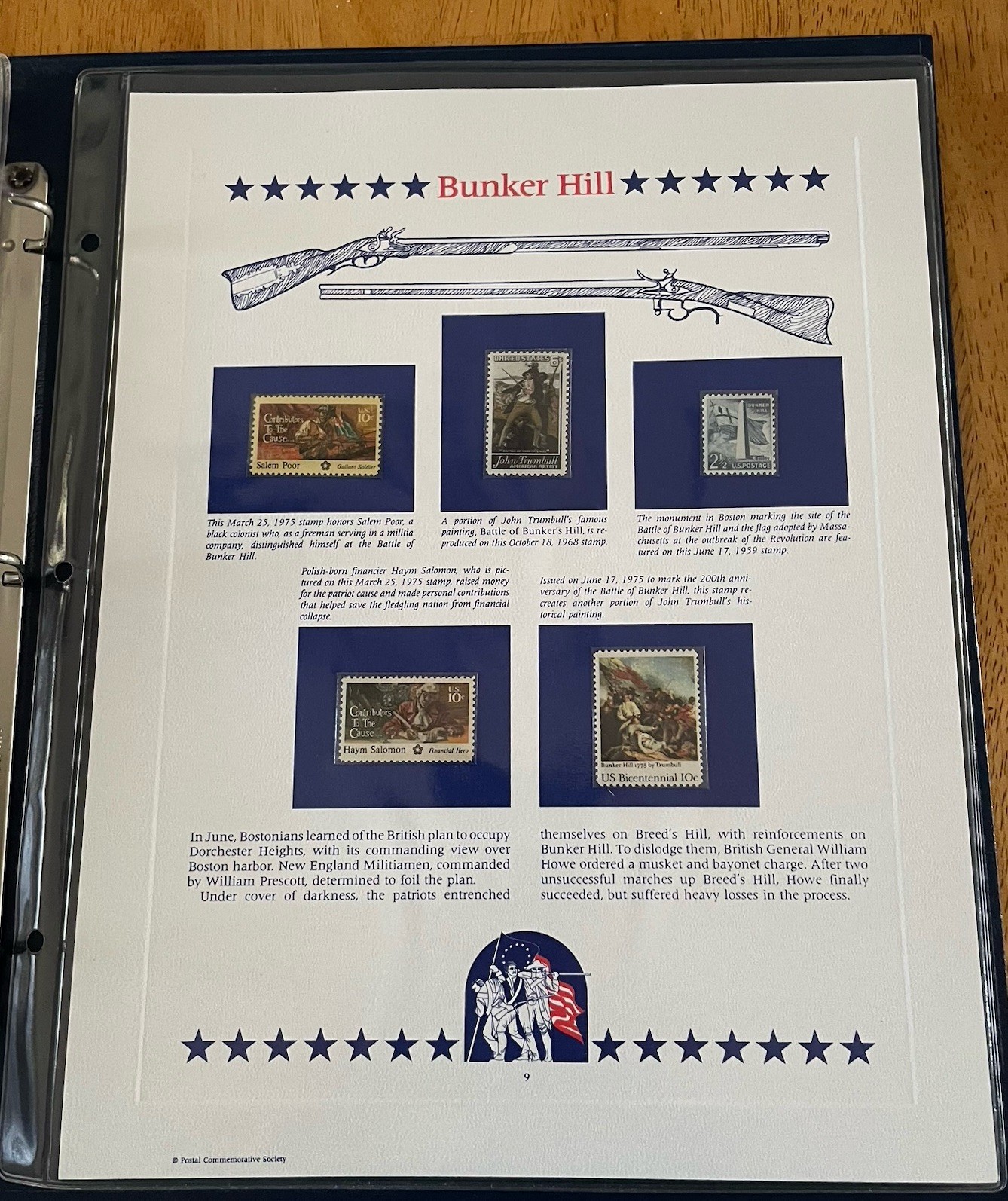 USA Stamp Series Panel Bunker Hill Postal Commemorative Society Pg 9