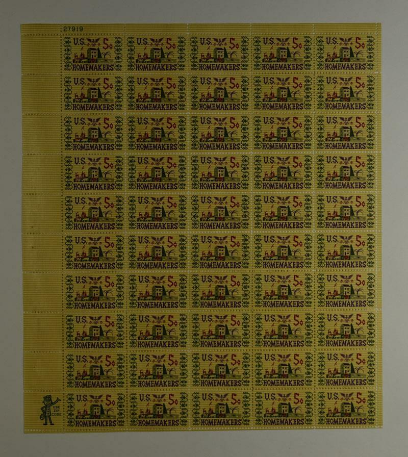 US SCOTT 1253 PANE OF 50 US HOMEMAKERS STAMPS 5 CENT FACE MNH