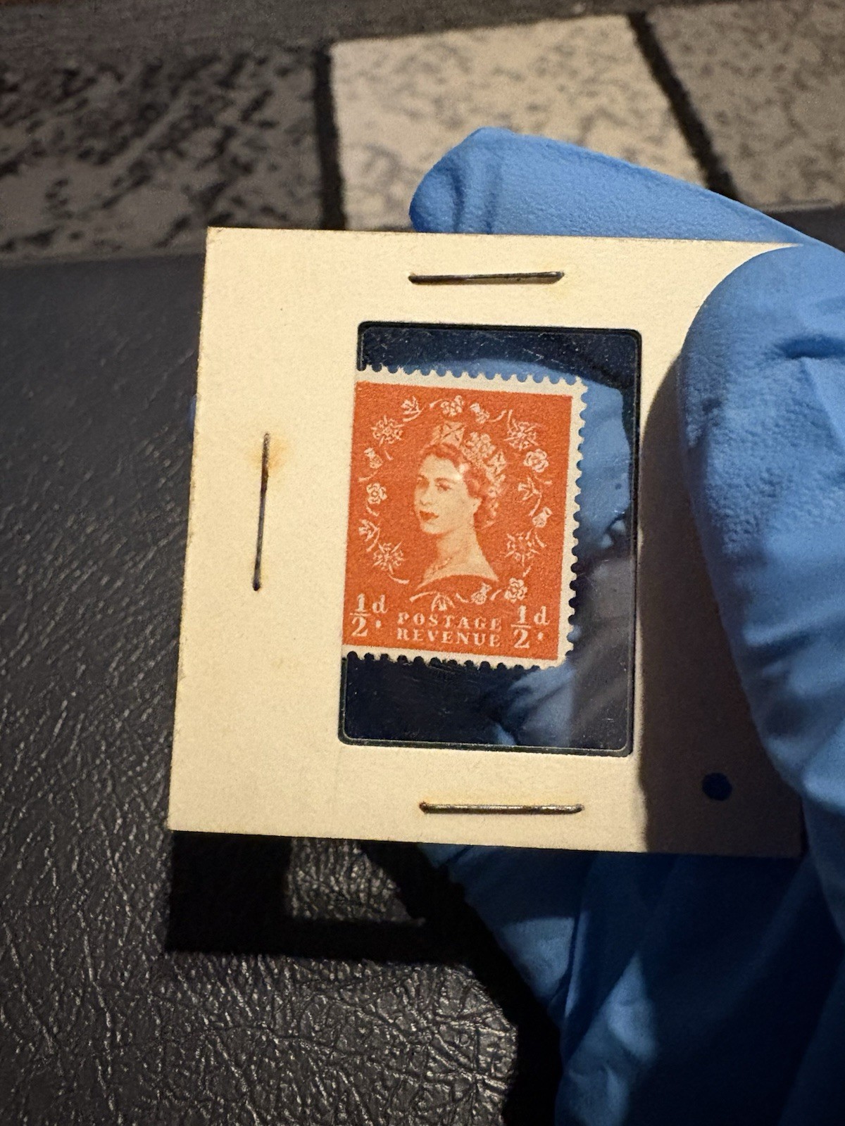 Queen Elizabeth II Royalty Postage Stamp Single Orange/Blue 1/2d 1d