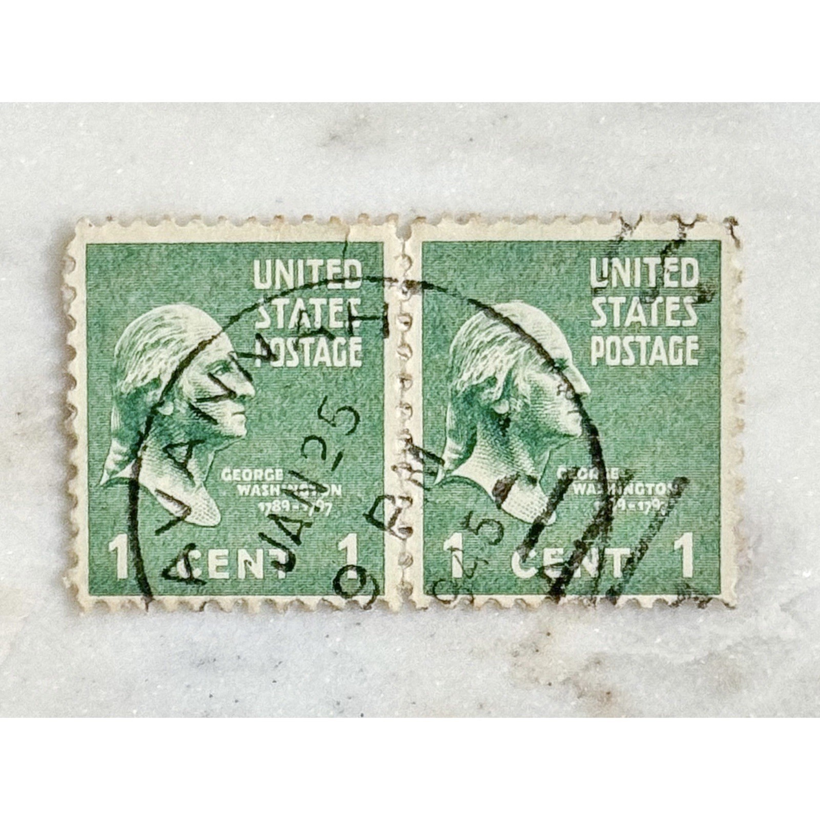 1938 George Washington 1 Cent US Postage Stamps (D)