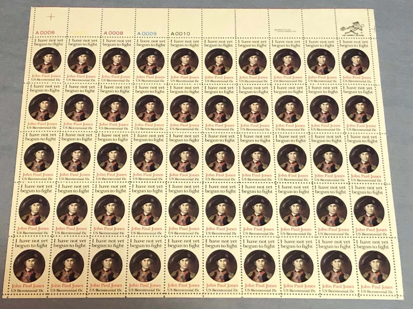 Bk2 US SCOTT 1789 PANE OF 50 JOHN PAUL JONES 15 CENT STAMPS MNH ISSUED IN 1979
