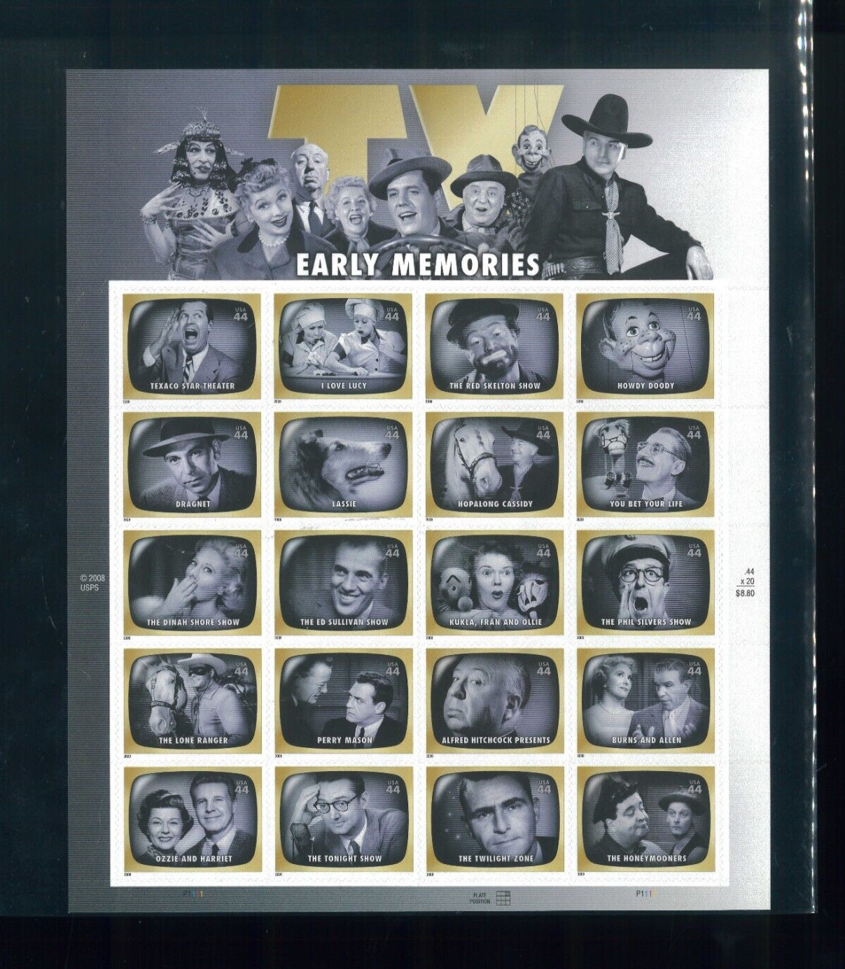 United States 44¢ Early Television Memories Postage Stamp #4414 MNH Sheet