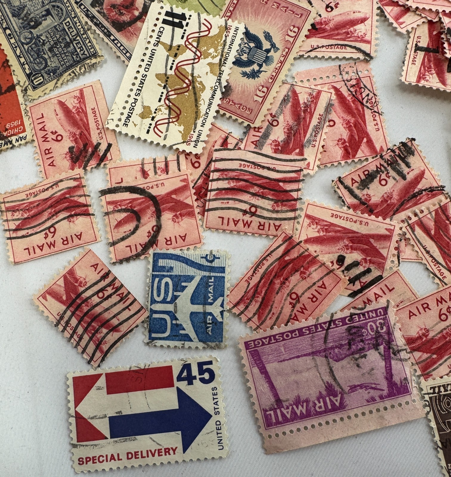 Large Vintage US Air Mail and Transportation Stamp Lot 100+ Used Scott C-Series