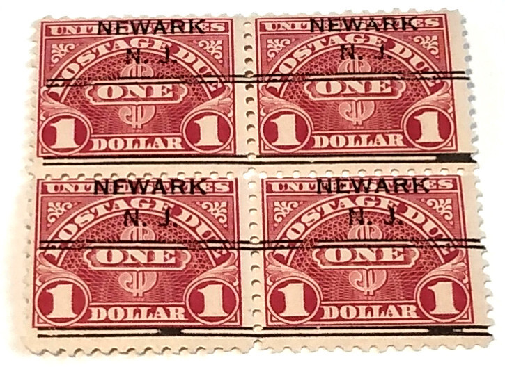 1930 $1 US Postage Due Block of 4 Stamps Rare