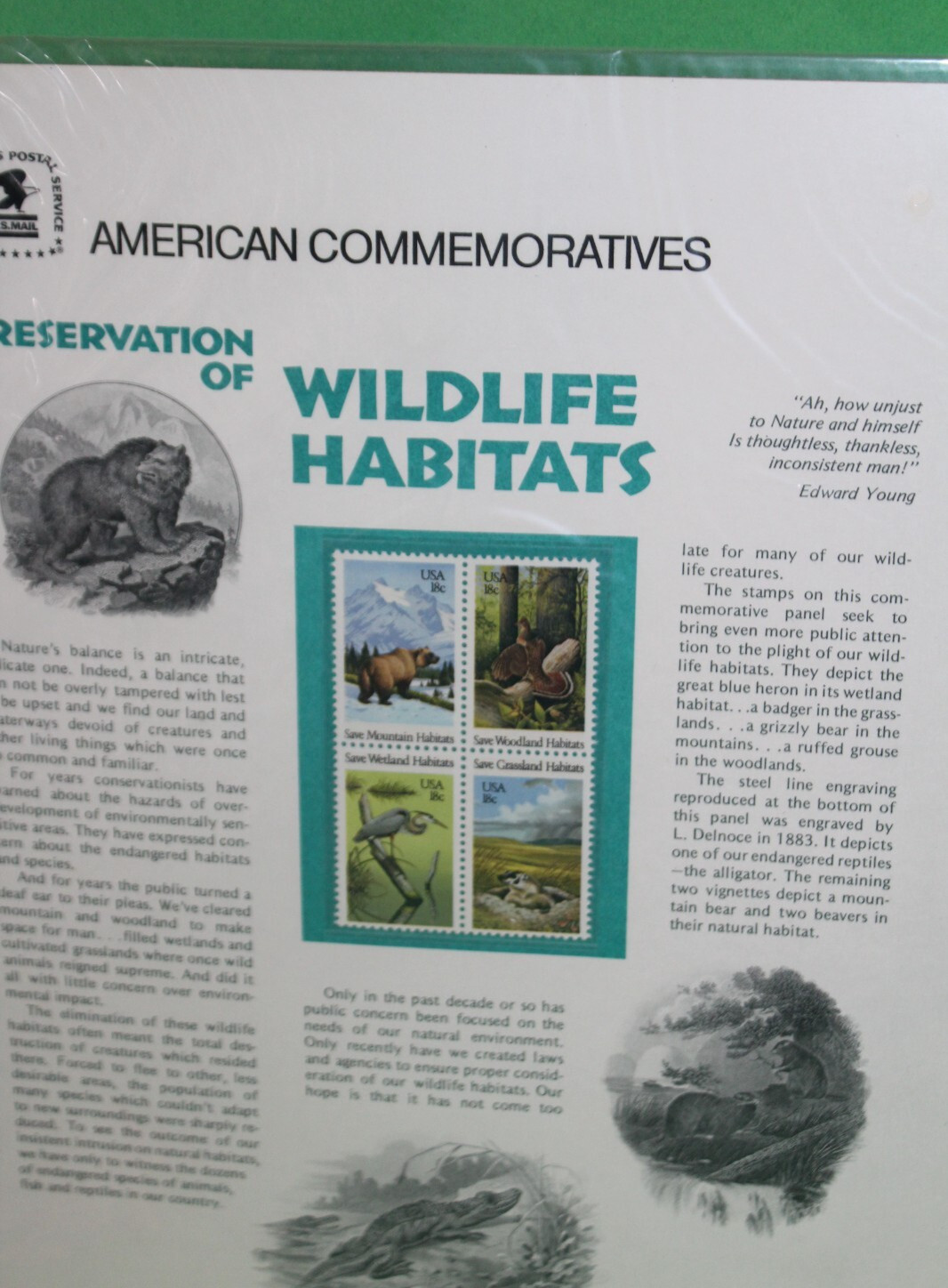 American Commemoratives Preserve Wildlife Habitats USPS Stamps 145 June 26, 1981