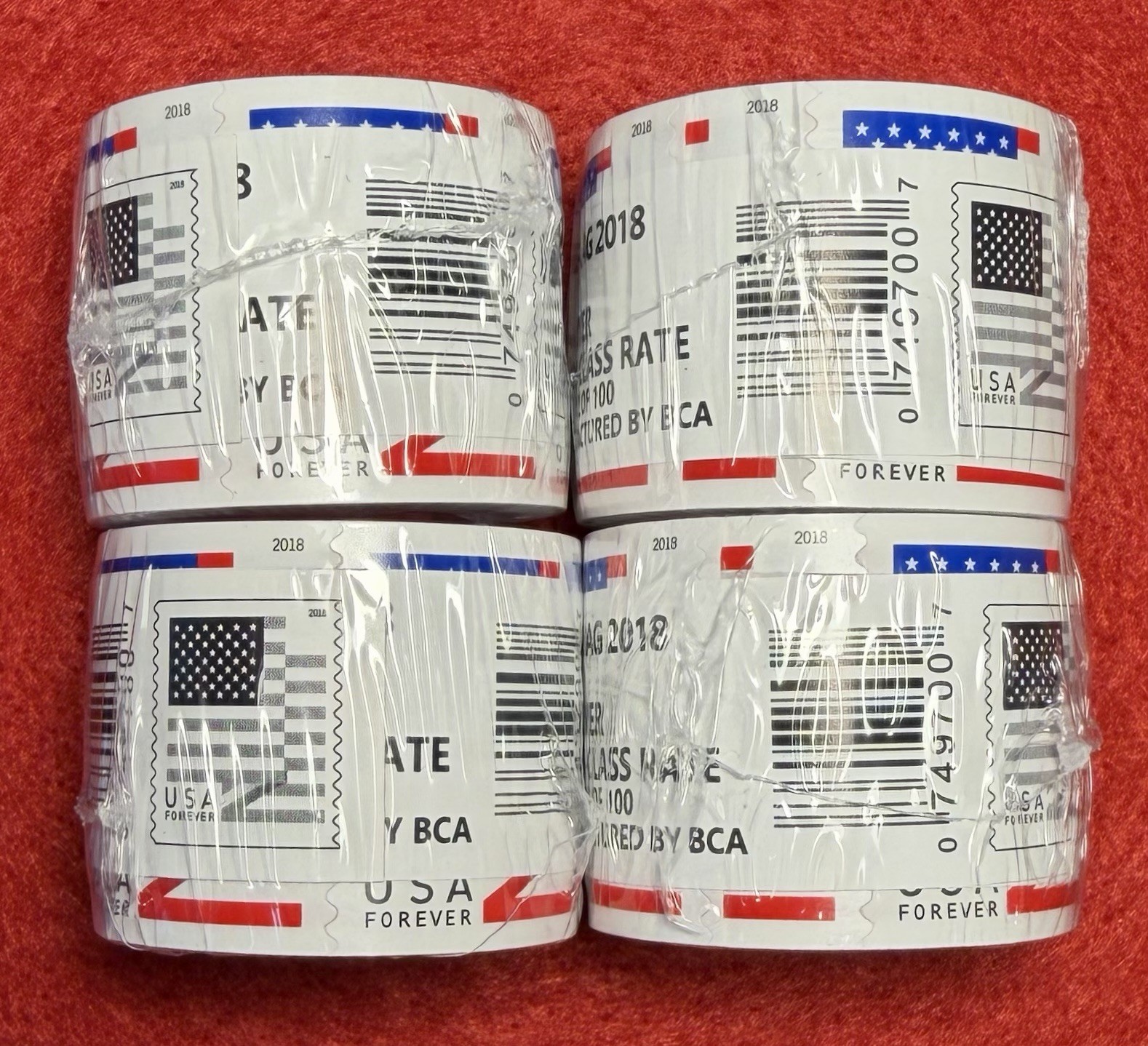 4 Rolls of 100 (400 Total) – 2018 US Forever Flag Stamps New Sealed PSA Coil