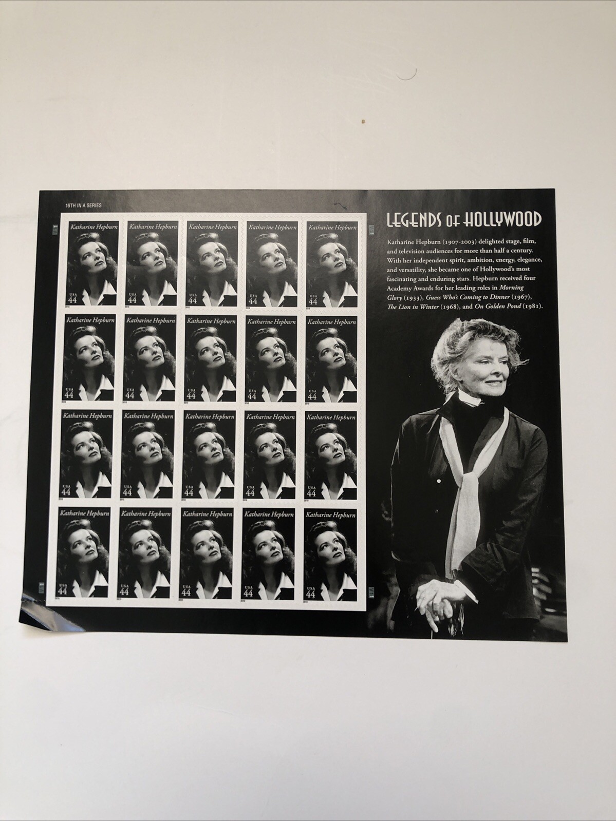16th Legends of Hollywood Katharine Hepburn 44c USA Stamps 2010