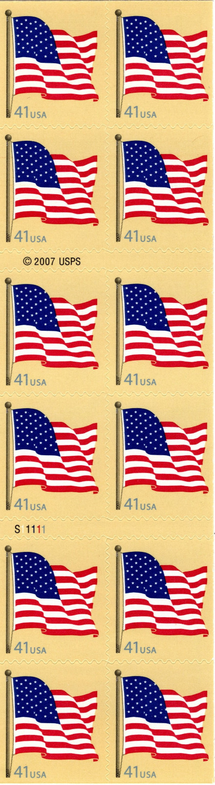USA 2007 DEFINITIVE AMERICAN FLAG BOOKLET 20 STAMPS 41 CENT SCOTT 4191 MNH