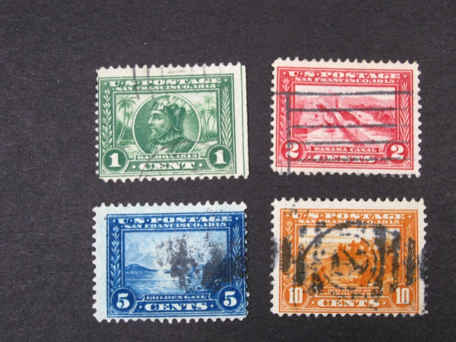 US 1915 PANAMA PACIFIC #2 1, 2, 5, 10 CENT SCOTT 397 398 399 400A USED