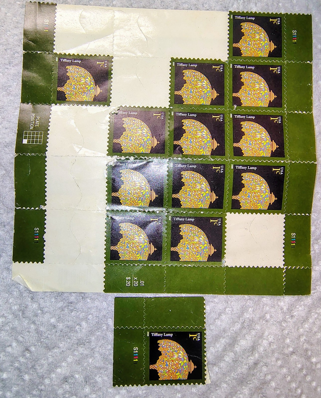 12 Scott #3749 Tiffany Lamp 2008 Self-Adhesive MNH Stamps