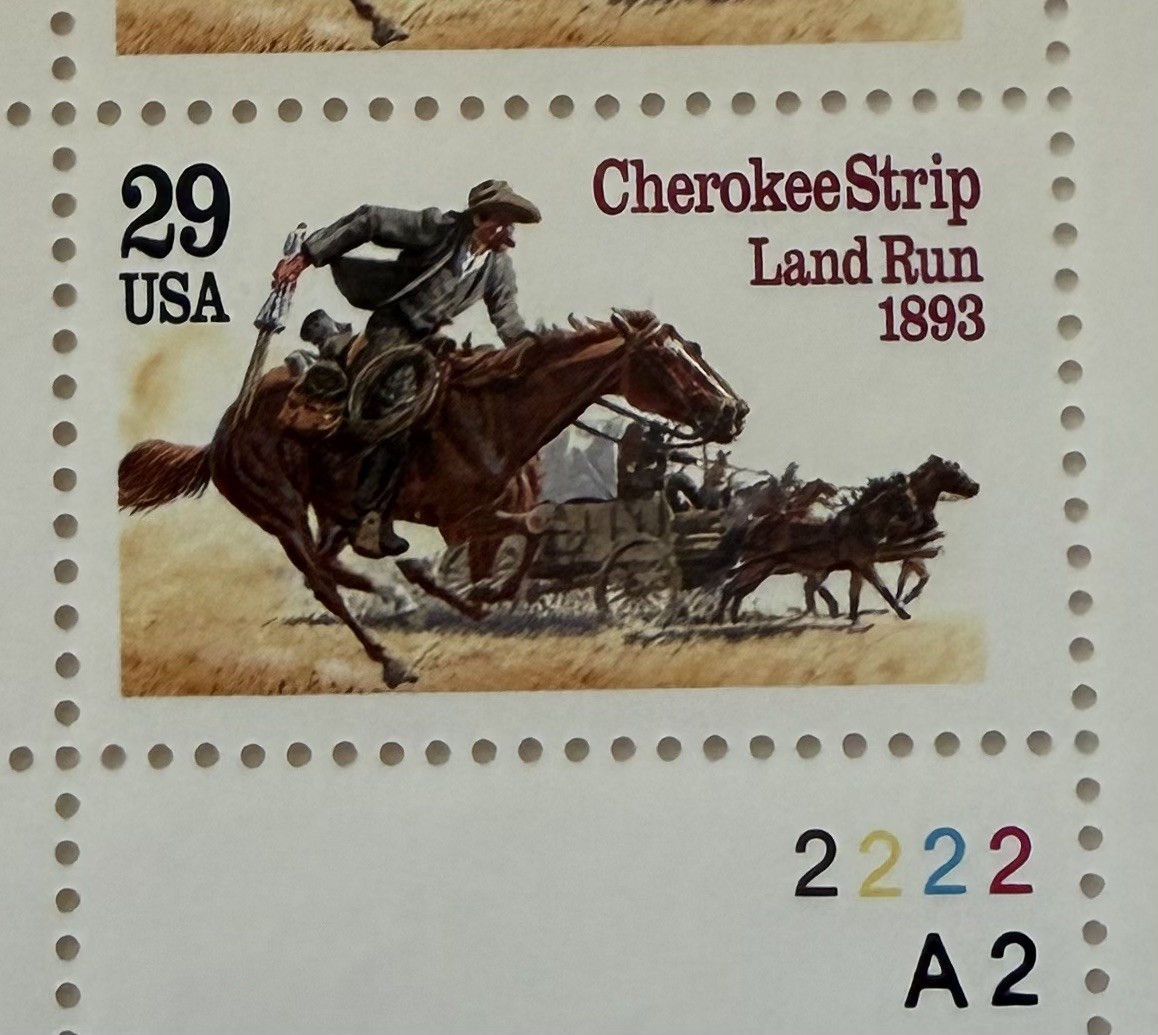 USPS Lot of 4 Vintage $.29 Stamps Cherokee Strip Land Run MNH Free Shipping