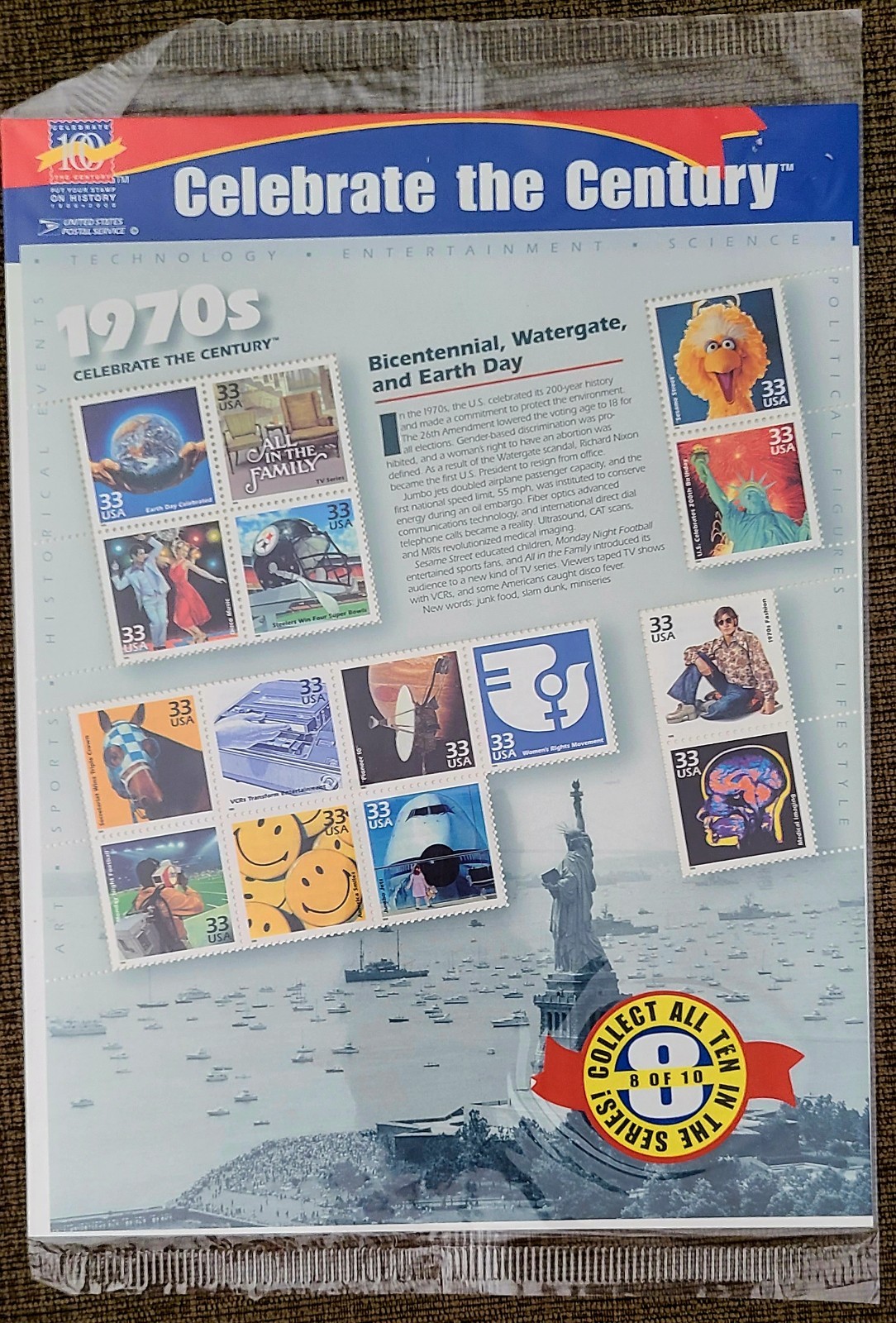 CELEBRATE THE CENTURY 1900-1990 Complete 10 Sheet Set US Stamps USA #3182-3191
