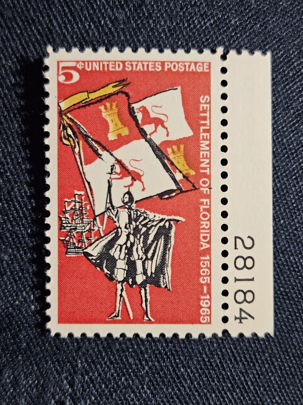 Vintage Rare 1965 US Postage Stamp Scott #1271 Florida Settlement 5 Cent MNH