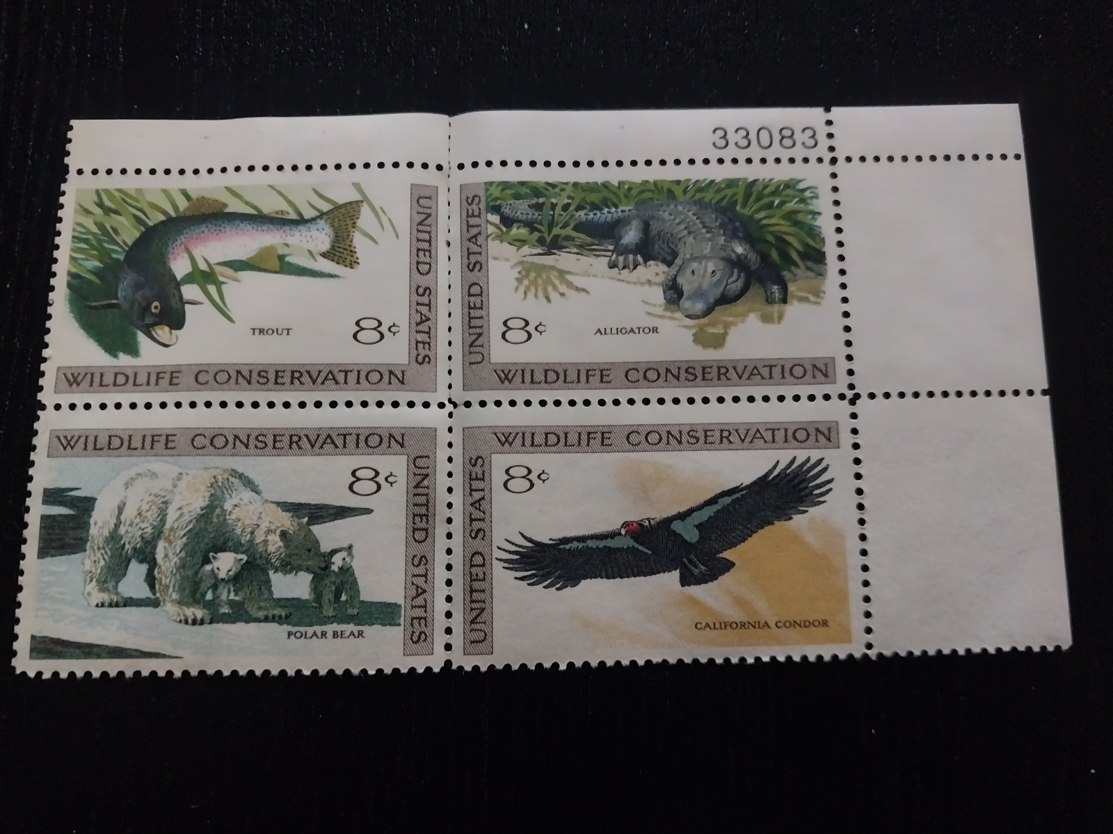 4 Stamps United States Postage 8 Cents Wildlife Conservation Unused