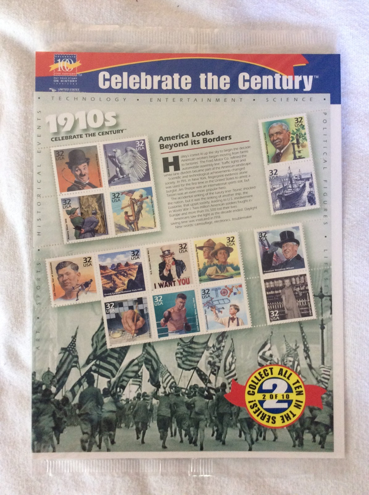 USPS CELEBRATE THE CENTURY 10 SHEET SET POSTAGE STAMPS 1900s – 1990s UNOPENED