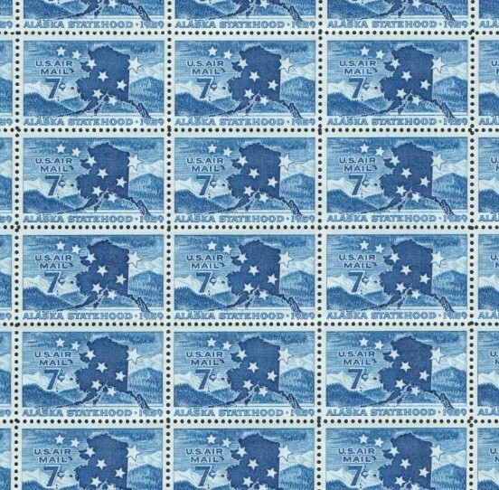 United States 7¢ Alaska Statehood Air Mail Postage Stamp #C53 Pack of 100