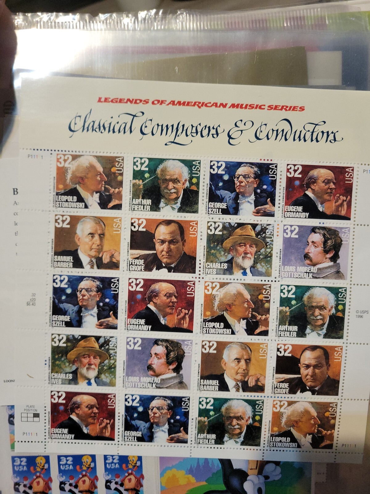 SCOTT #3158-65 CLASSICAL COMPOSERS & CONDUCTORS 1996 Pane of Stamps 32c
