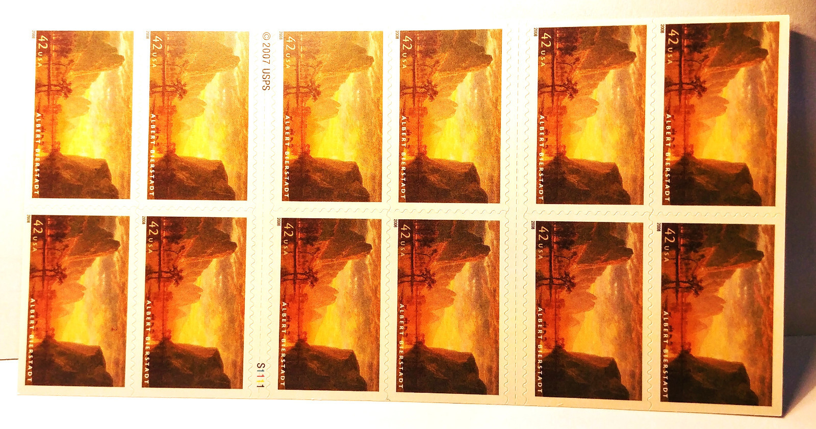 42 cent stamps Albert Bierstadt 2008 USPS book of 20 never hinged