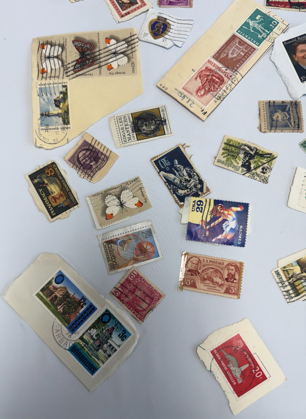 Worldwide Vintage Stamp Collection Lot 75+ Used Stamps on Paper and Off Paper