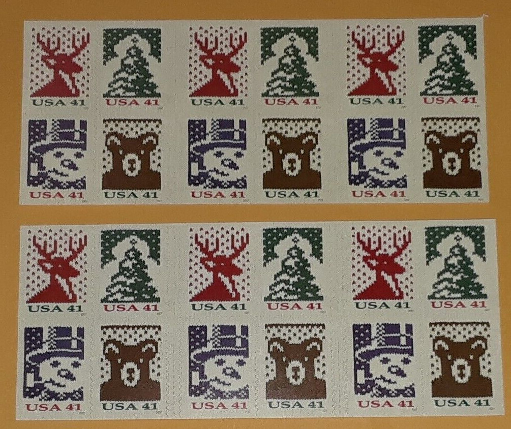 Three Booklets x 20 = 60 Of CHRISTMAS KNITS 41¢ US Postage Stamps. Sc 4211-4214