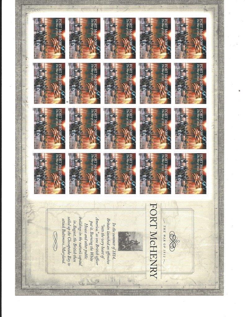 US SCOTT 4921 FORT MCHENRY SHEET (PANE) OF 20 STAMPS FOREVER MNH