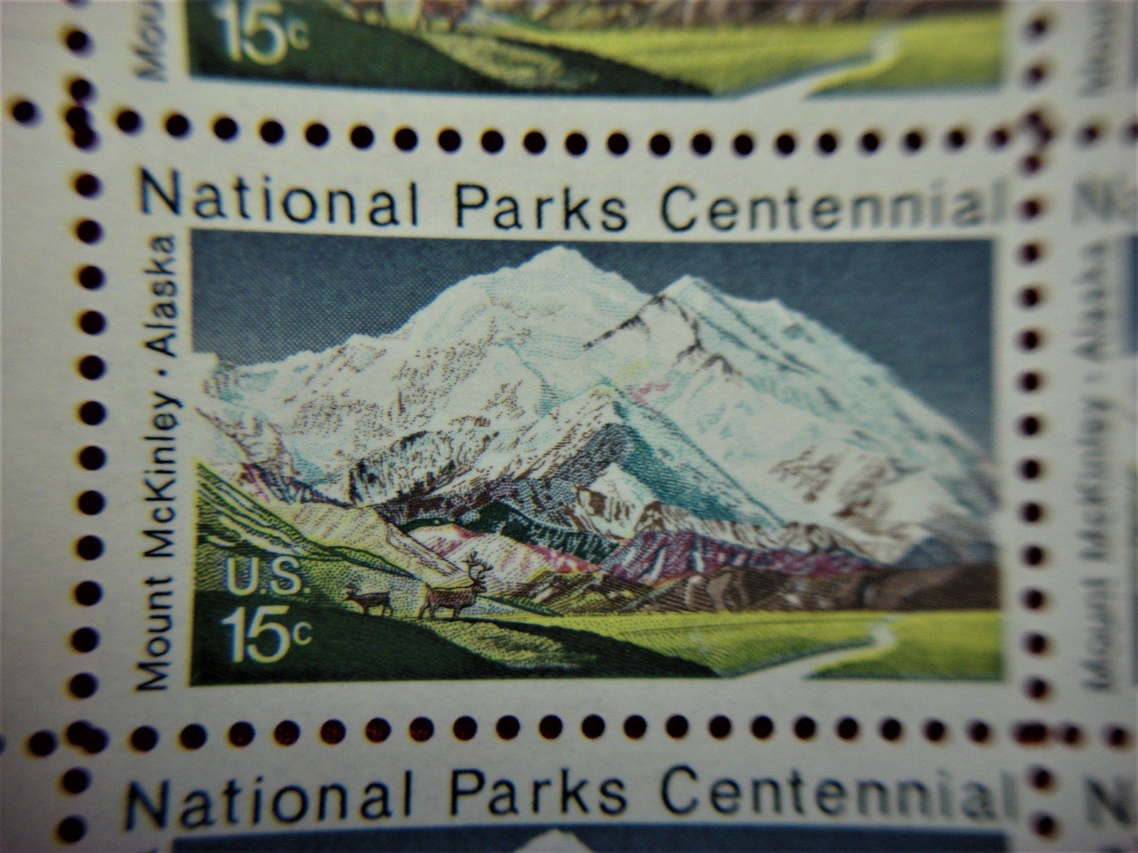 1972 NATIONAL PARKS CENTENNIAL – #1454 – 15 CENT – DOUBLE PLATE #s – STRIP OF 20