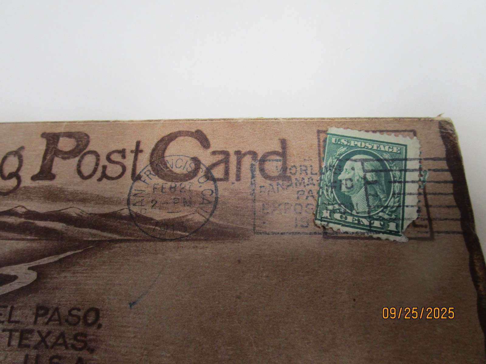 WASHINGTON 1 CENT POSTCARD FOLDER 1913 FEB 27 CALIF CANCEL STAMP EPHEMERA