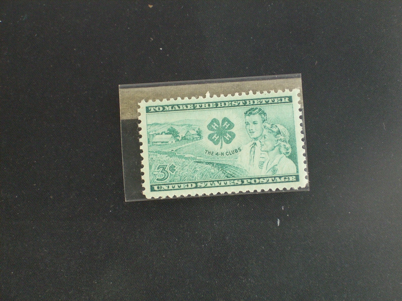 U.S.SCOTT #1005,3 CENT MINT,GREEN,1952,4H CLUB,NO HINGES,WELL CENTERED,GLAS.ENV.