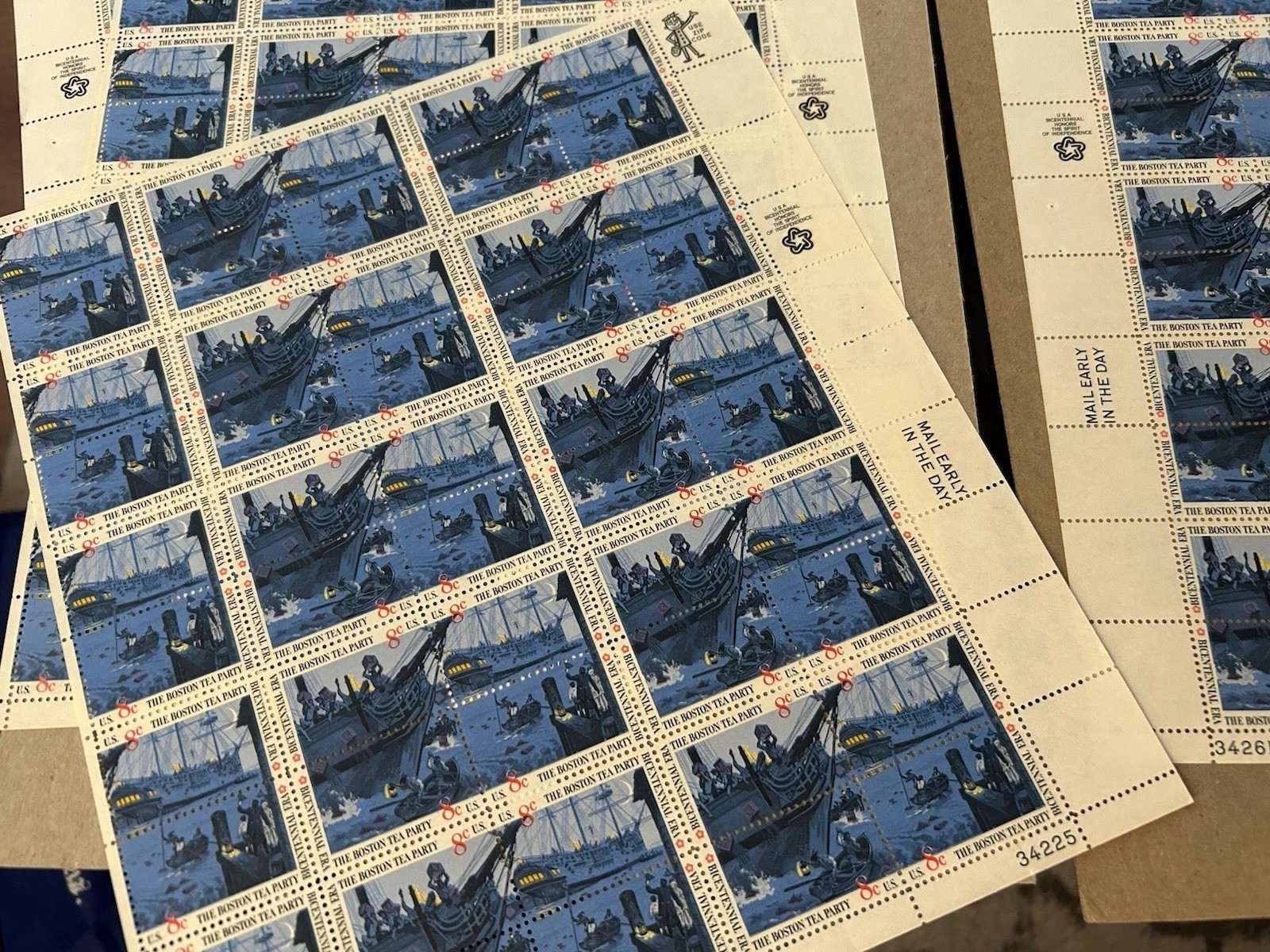 LOT 4 Sheets Of 50 Each US SCOTT 1480-1483 PANE BOSTON TEA PARTY 8 CENT MNH