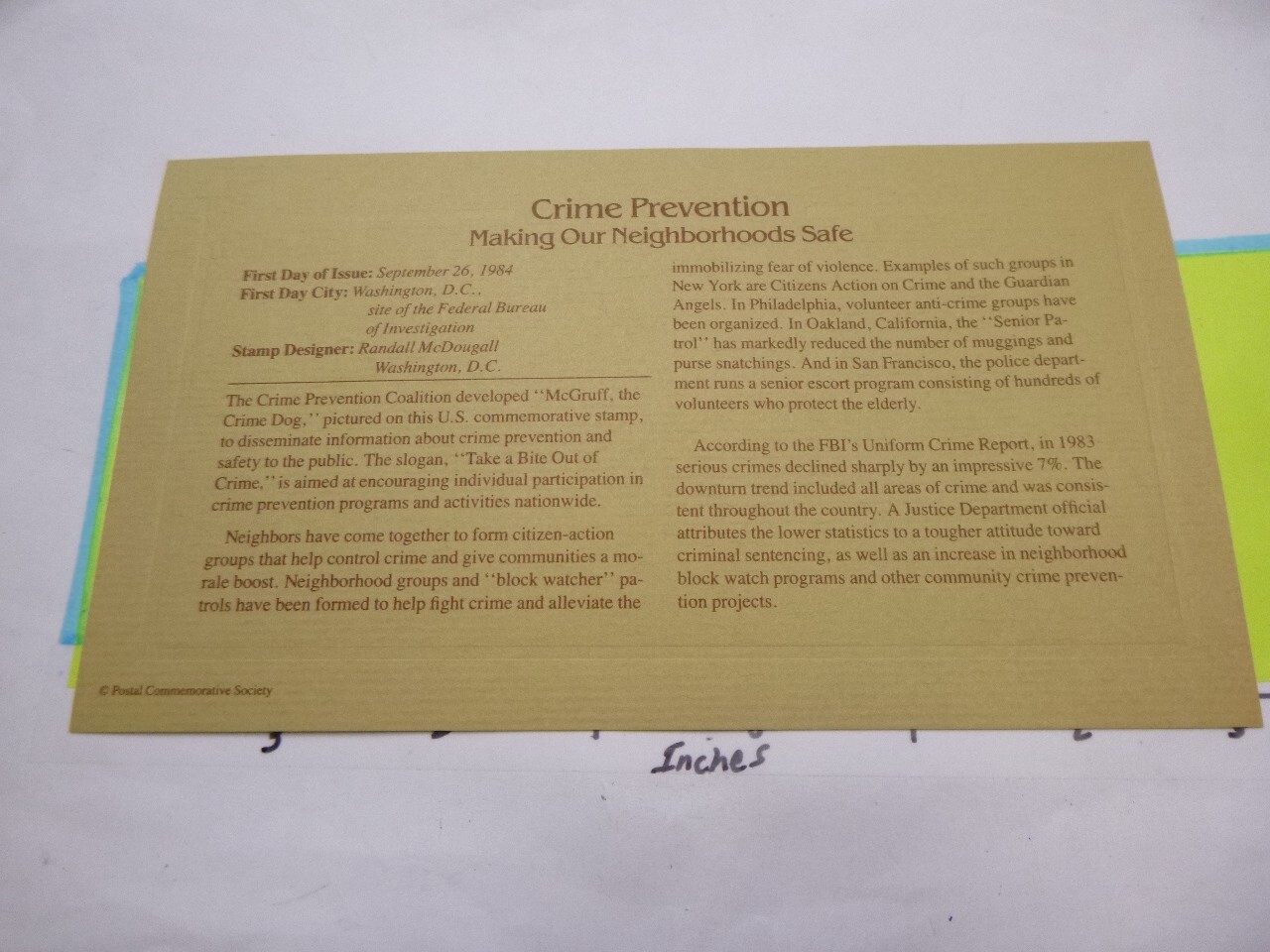 CRIME PREVENTION SAFE NEIGHBORHOOD IST ISSUE 1984 USPS 24KT GOLD STAMP SET E2