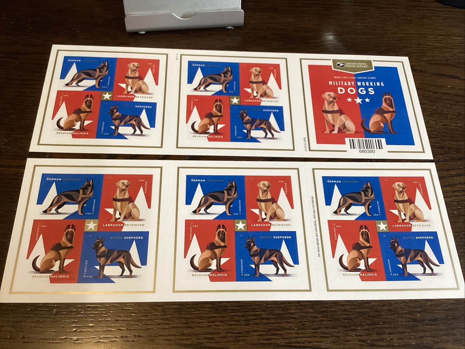 SCOTT# 5405 -08 WORKING DOGS-SHEET OF 20 FOREVER STAMPS MNH-2019-US
