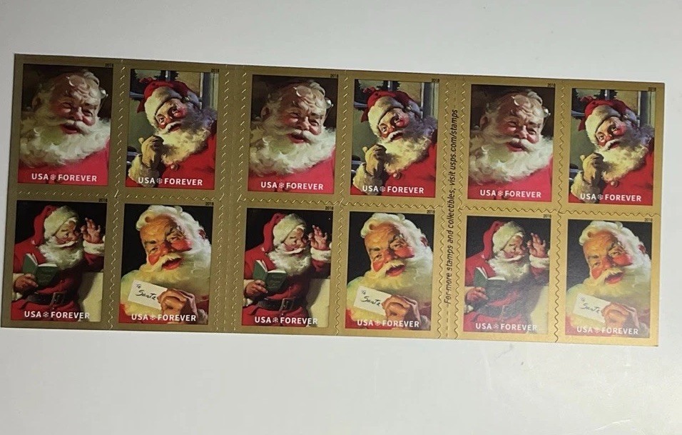 Authentic 20 Sparkling Holidays Forever Stamps Santa Clause Plus Bonus Stamps