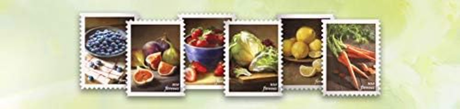 Fruit and Vegetables Postage Stamps Booklet of 20