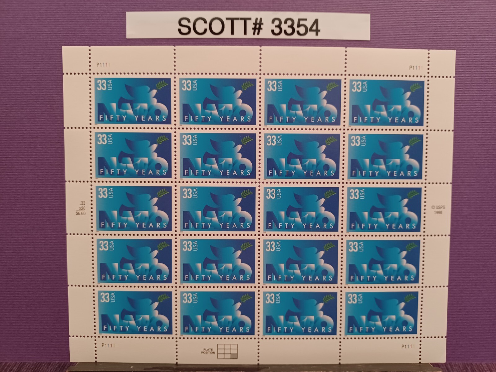 Scott # 3354 NATO 50 Years (33 cent postage stamps)