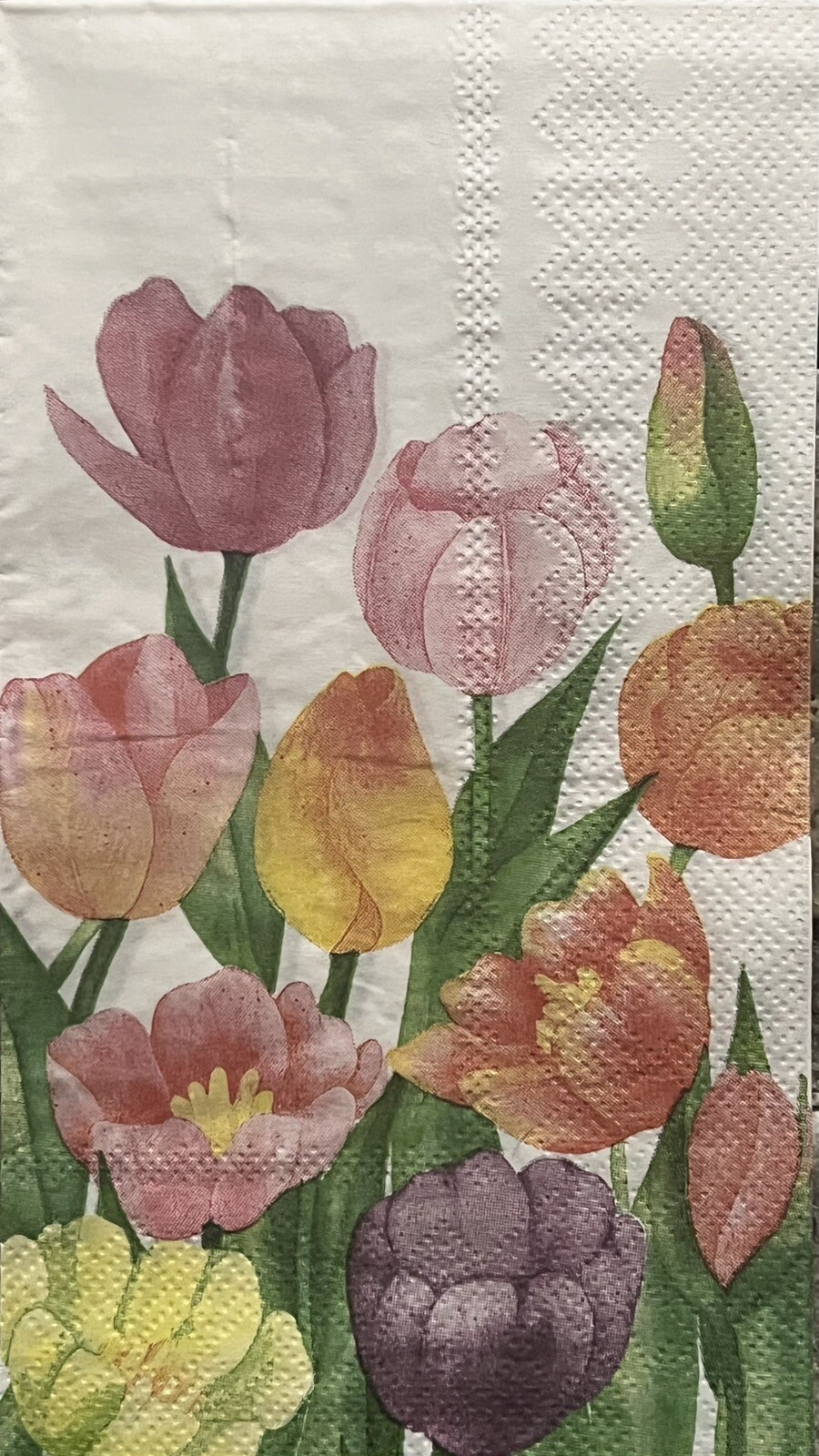 TWO Individual Paper Dinner Decoupage Napkins -Tulip Flowers / Floral Spring