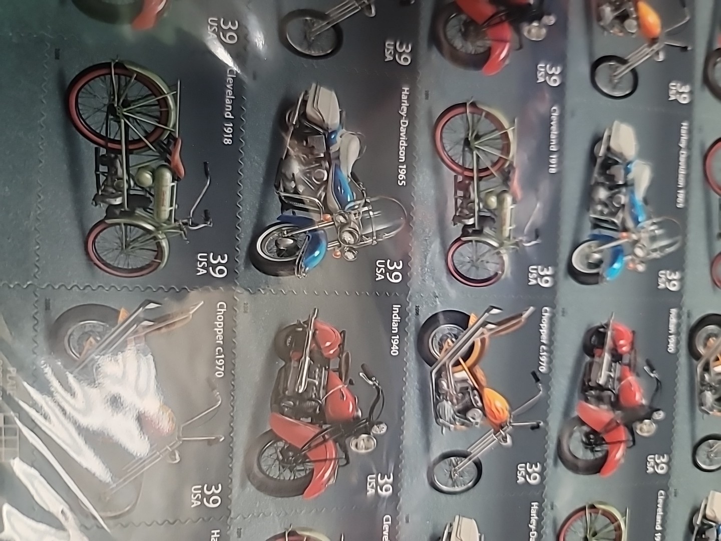 Sheet 20 AMERICAN MOTORCYCLES 39¢ US Postage Stamps. USA #480440